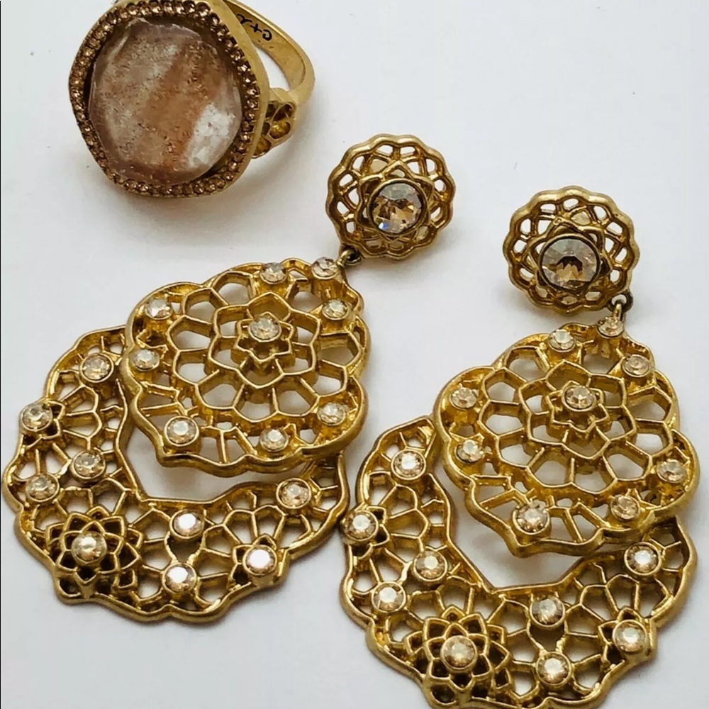 Chloe+Isabel Sunlit Sahara Post Drop Earrings with Matches Ring Set